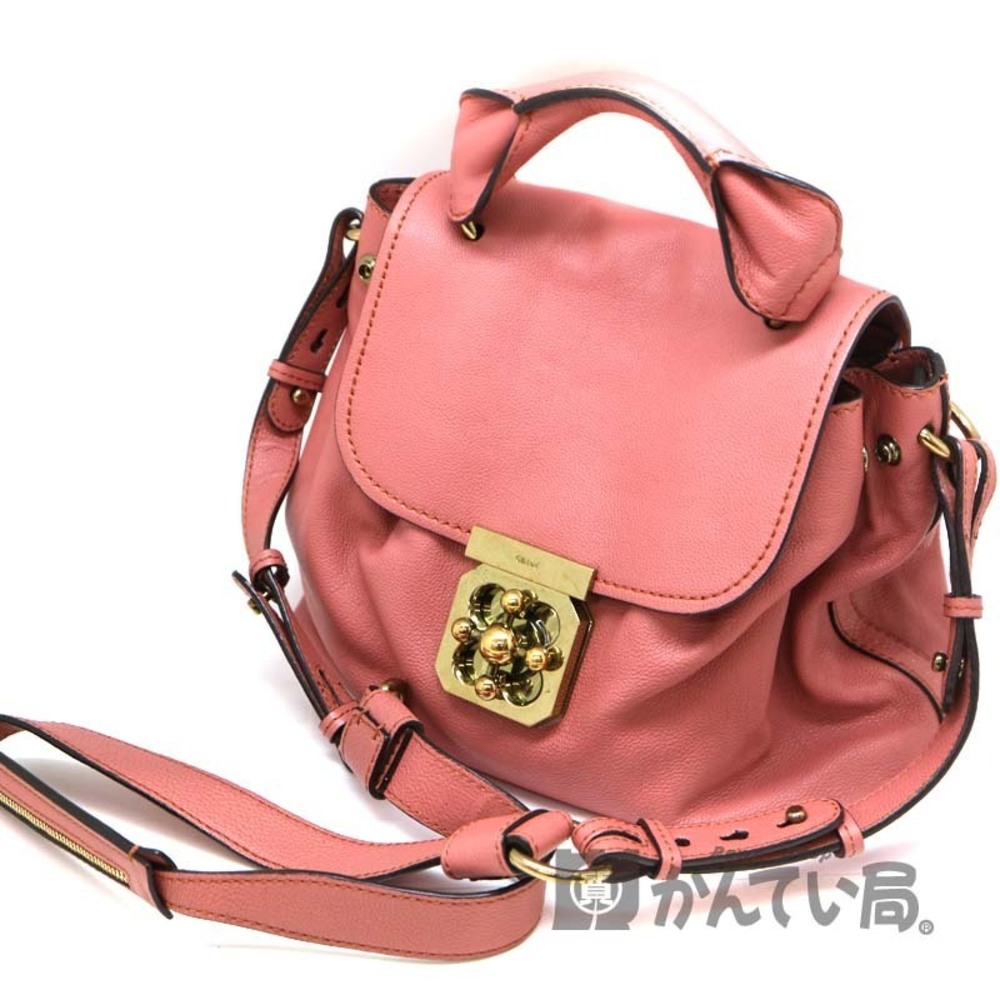 CHLOE Elsie Shoulder Bag Leather Pink